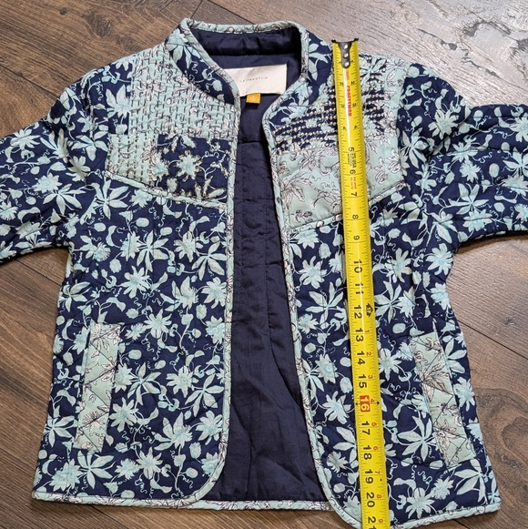 Leifsdottir Anthropologie Blue Quilted Blazer Size 6 - Picture 6 of 9